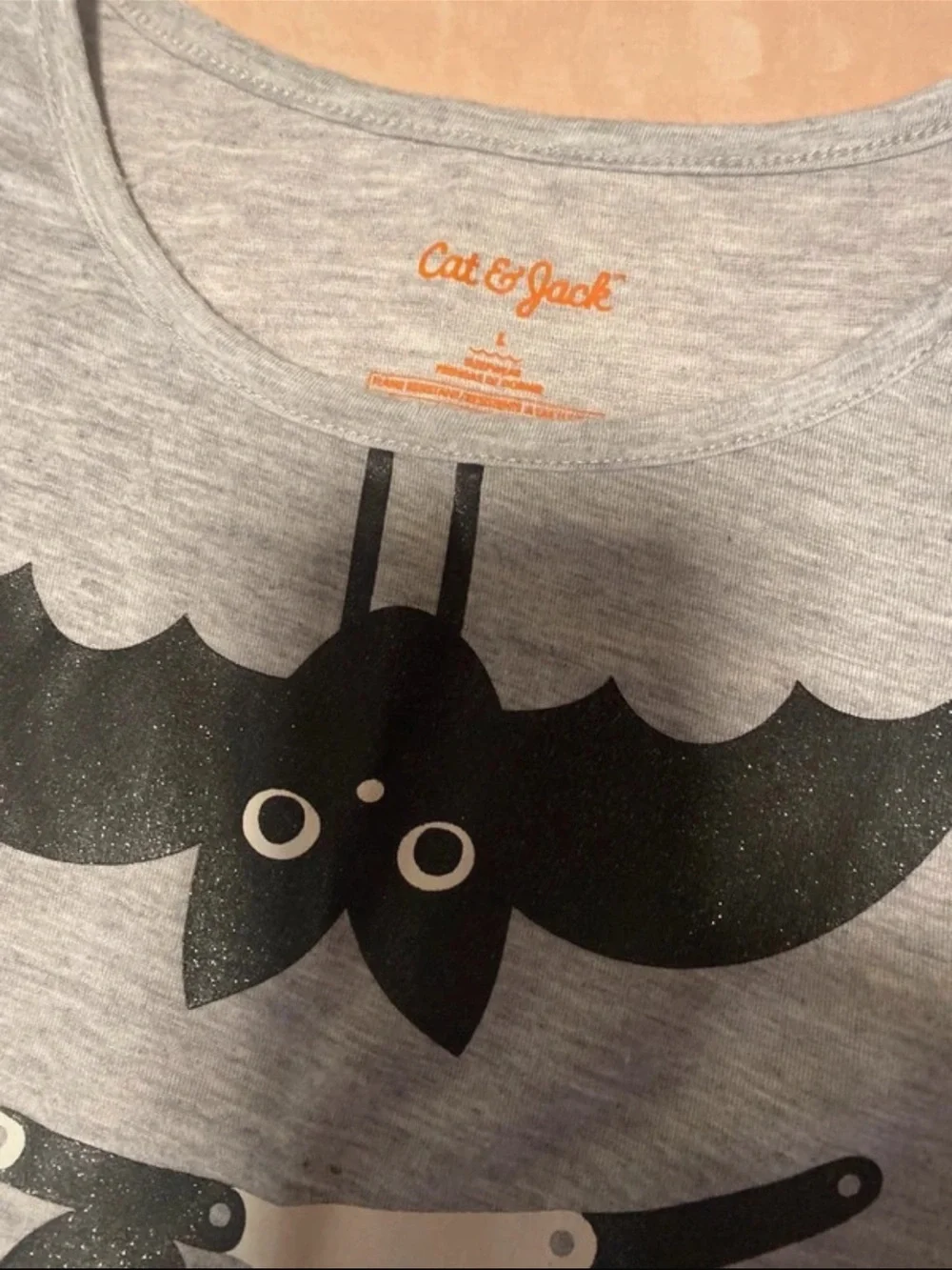Cat & Jack Gray Top with Purple Bat-Print Pajama Set